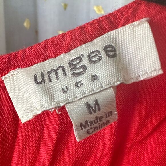 Umgee Boho Bliss Embroidered Waterfall Ruffle Bell Sleeve Baby Doll Dress M - Picture 7 of 10